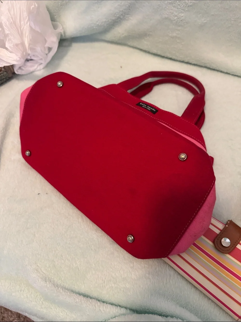 kate spade Hot Pink and Fuchsia Canvas Tote with Yellow Interior